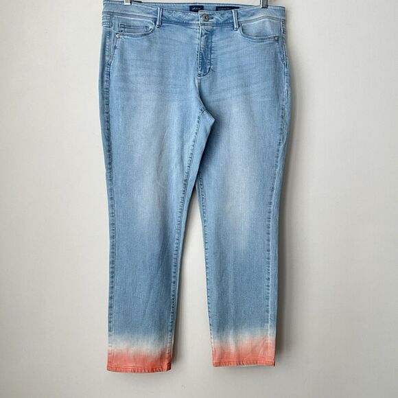 J. Jill Authentic Fit Light Blue Slim Ankle Dip Dye Hem Denim 14 - Picture 8 of 8